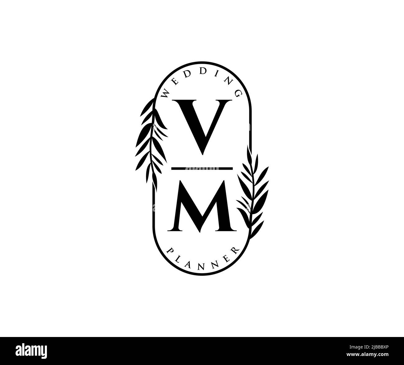 VM Initials Letter Hochzeit Monogram Logos Kollektion, handgezeichnete moderne minimalistische und florale Vorlagen für Einladungskarten, Save the Date, elegant Stock Vektor