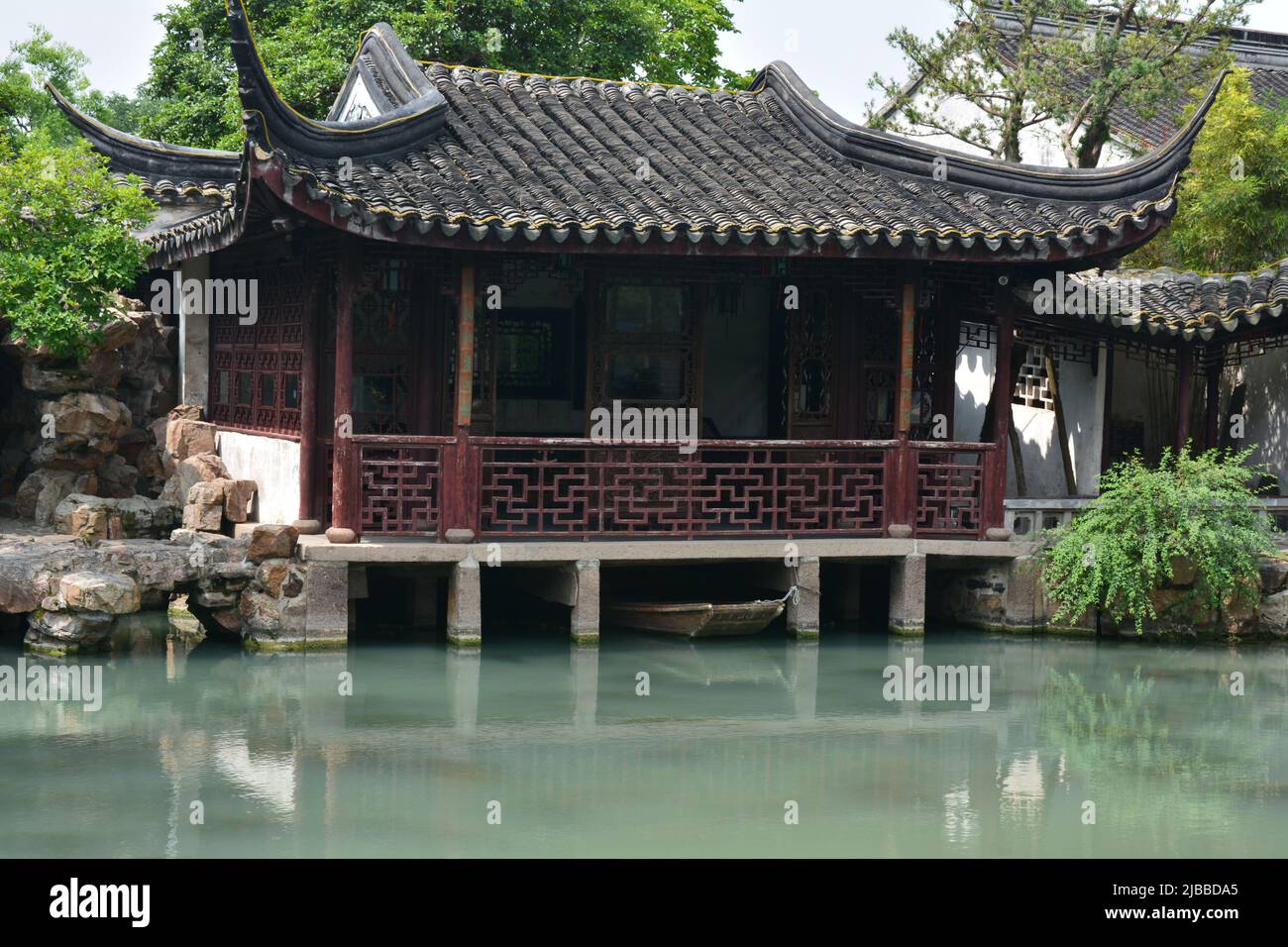 Erkunden Sie die Gärten von Suzhou Stockfoto