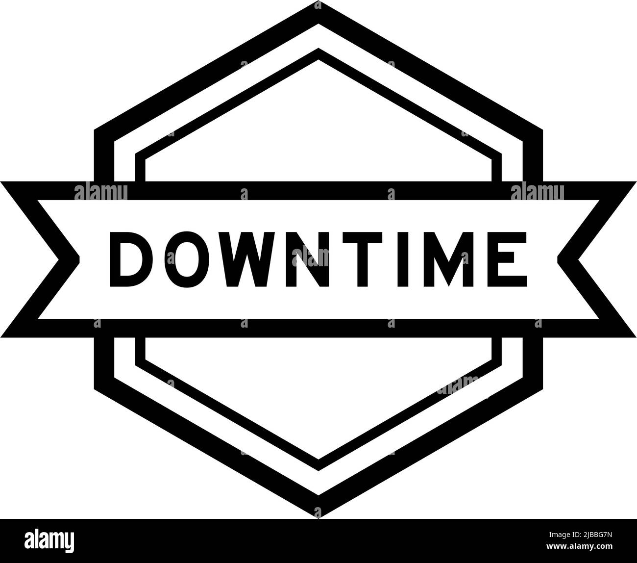 Vintage schwarzes Hexagon-Label-Banner mit Wortausfall auf weißem Hintergrund Stock Vektor