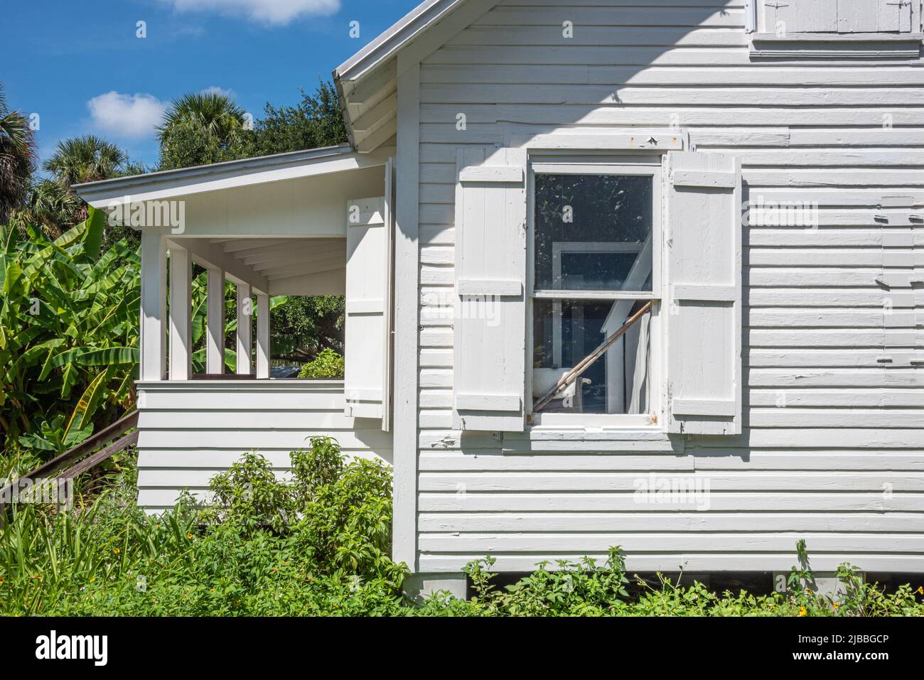 Tindall Pionier Gehöft, ein Cracker - style Haus von George Tindall 1892 erbaut und gilt als das älteste noch existierende Haus in Palm Beach County, FL. Stockfoto