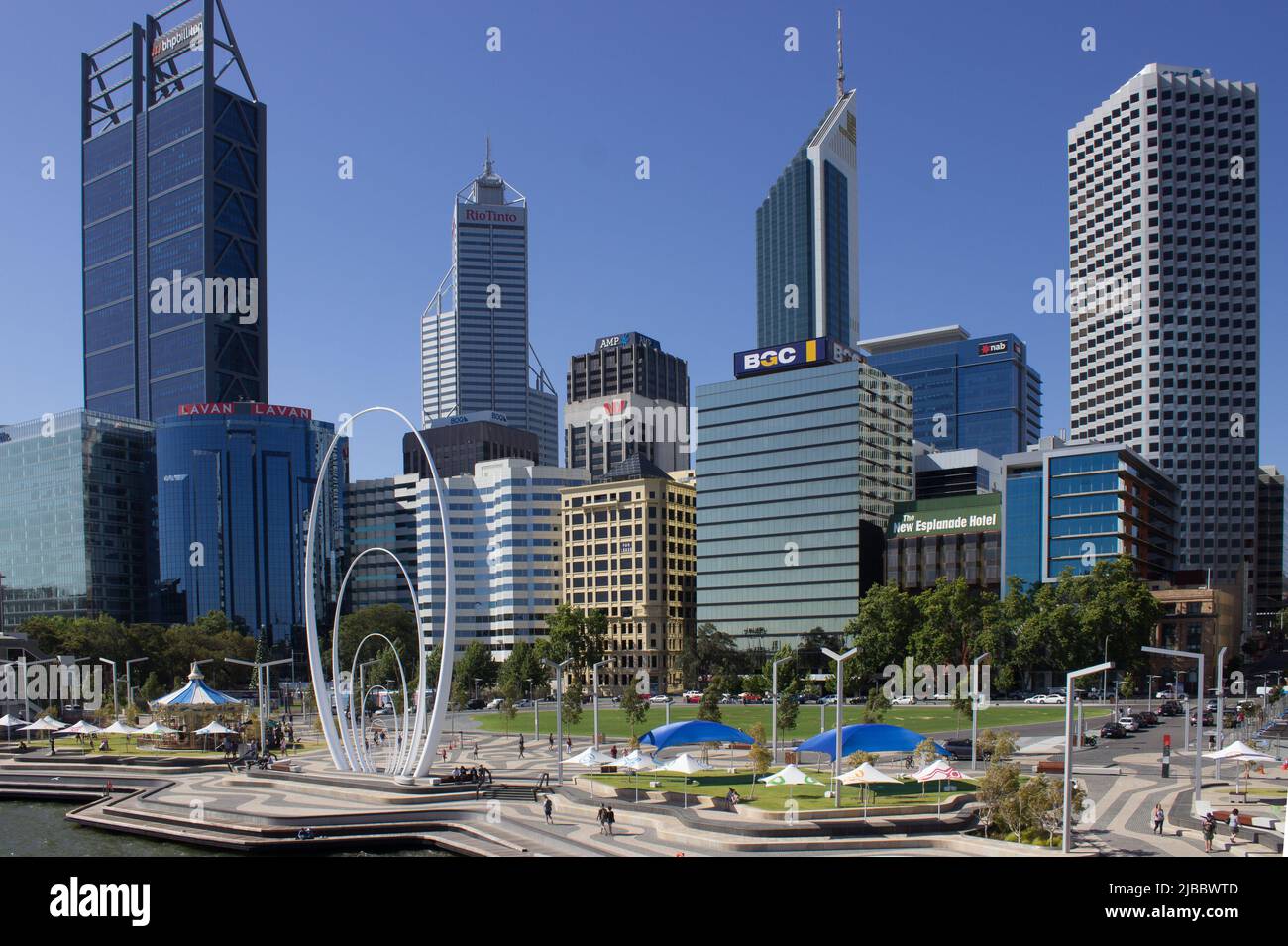 Geschäftsviertel am Wasser, Perth, Western Australia Stockfoto