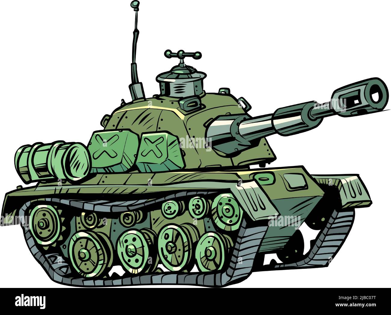 Moderner Militärpanzer, militärische Waffe. Armeewagen. Selbstfahrende Artillerie Stock Vektor