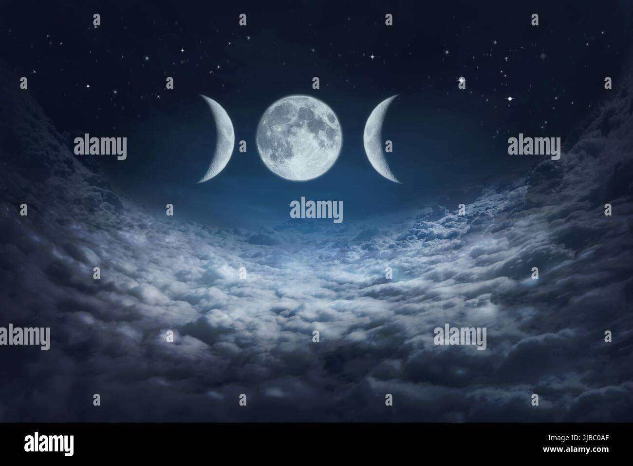 Dreifaches Mondsymbol. Pagan- und Wiccan-Symbol Stockfoto