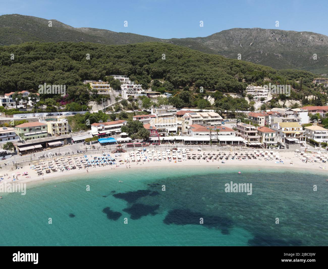 Parga, griechische karibik in preveza, berühmte tropische Urlaubsziel Sommer Touristenattraktion mit dem tiefblauen Ozean des ionischen Meeres, griechenland Stockfoto