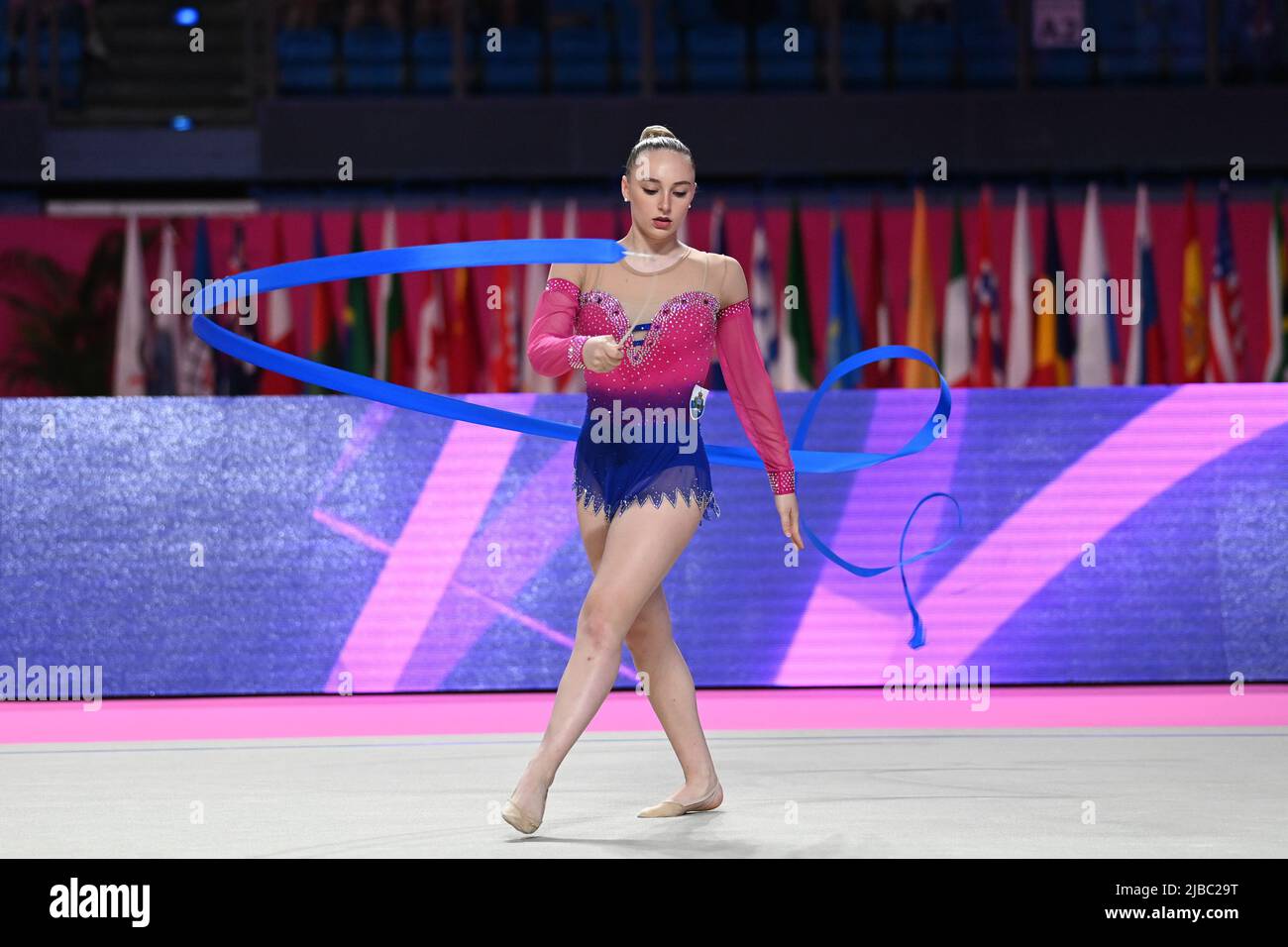 Matilde Tamagnini (SMR) während der rhythmischen Gymnastik FIG World Cup 2022, Gymnastik in Pesaro, Italien, Juni 03 2022 Stockfoto