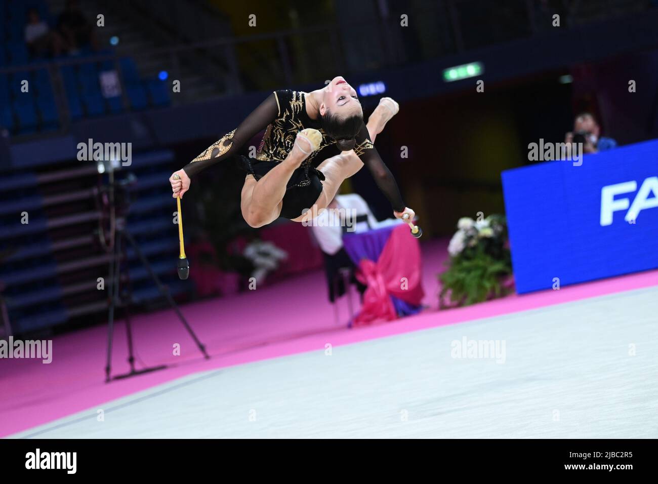 Erika Foster (USA) während der Rhythmischen Gymnastik FIG World Cup 2022, Gymnastik in Pesaro, Italien, Juni 03 2022 Stockfoto