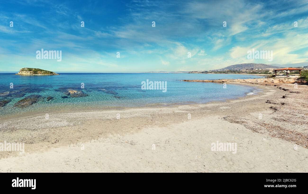 Strand von Kalivia Lagonizi in der Nähe von Athen, Griechenland Stockfoto