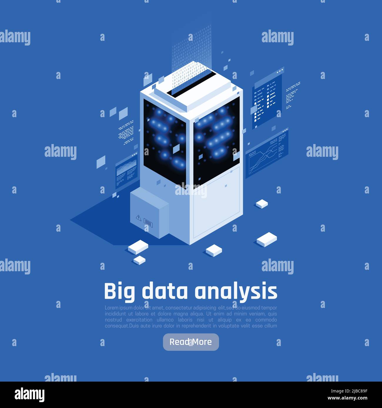 Big-Data-Speicherung reale wissenschaftliche soziale Netzwerke und E-Business-Anwendungen isometrische Hintergrund Zusammensetzung Vektor Illustration Stock Vektor