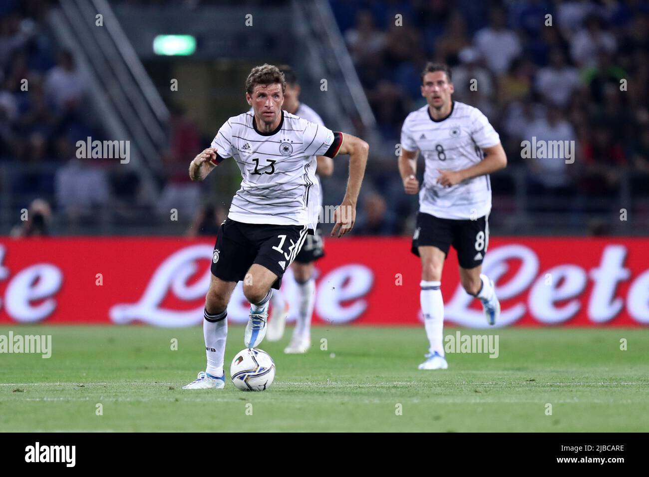 Thomas Muller aus Deutschland kontrolliert den Ball während des UEFA Nations League Group 3-Spiels zwischen Italien und Deutschland im Stadio Dall'Ara am 4. Juni 2022 in Bologna, Italien. Stockfoto