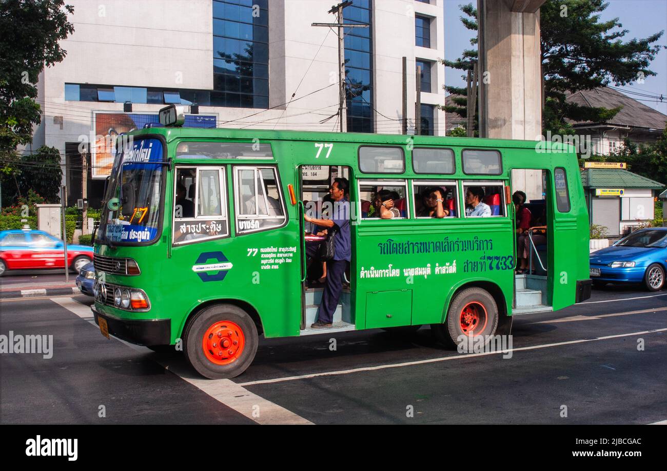 Green Bangkok Transport System Bus, Bangkok, Thailand Stockfoto