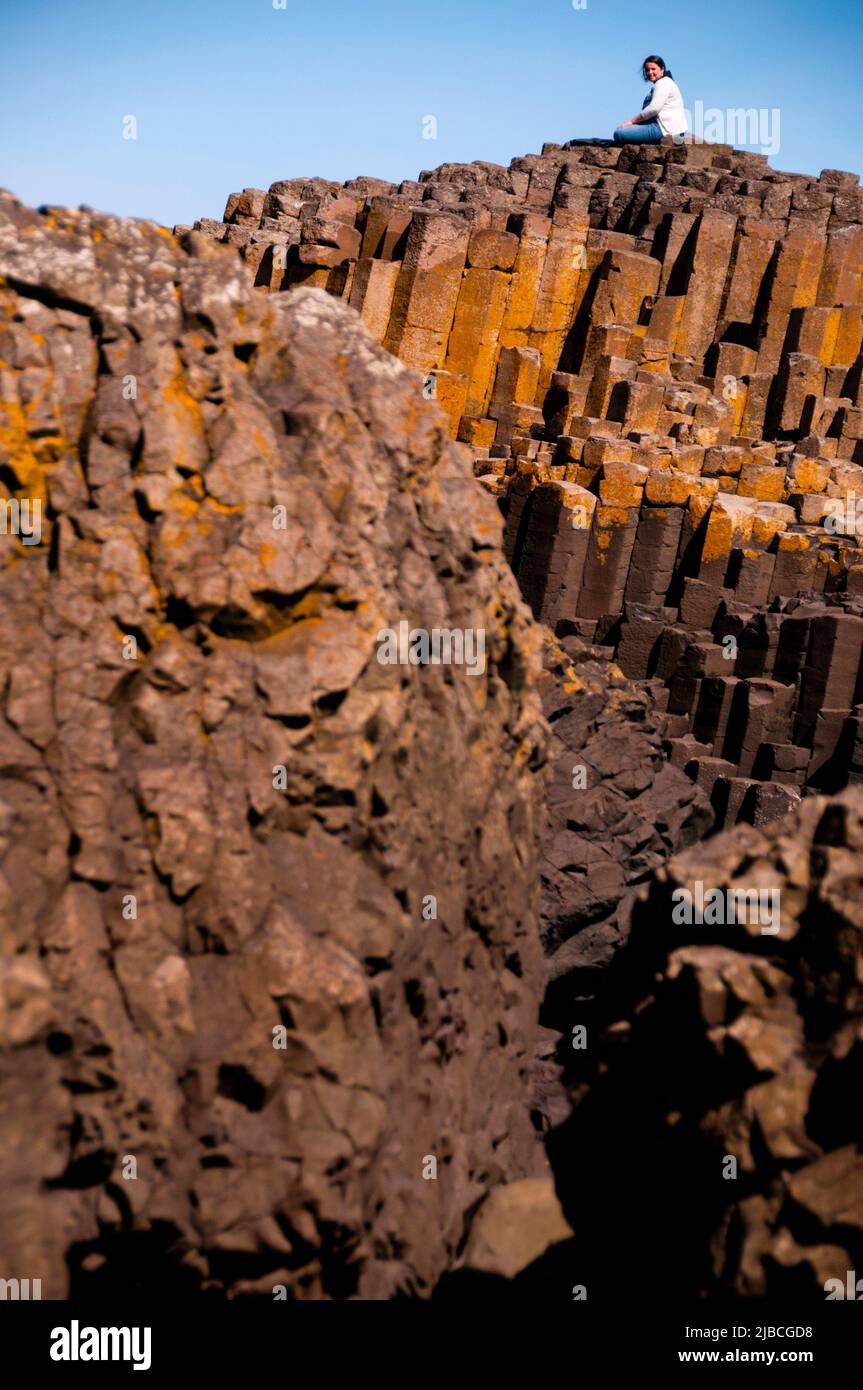 Das Weltkulturerbe Giant's Causeway in Nordirland. Stockfoto