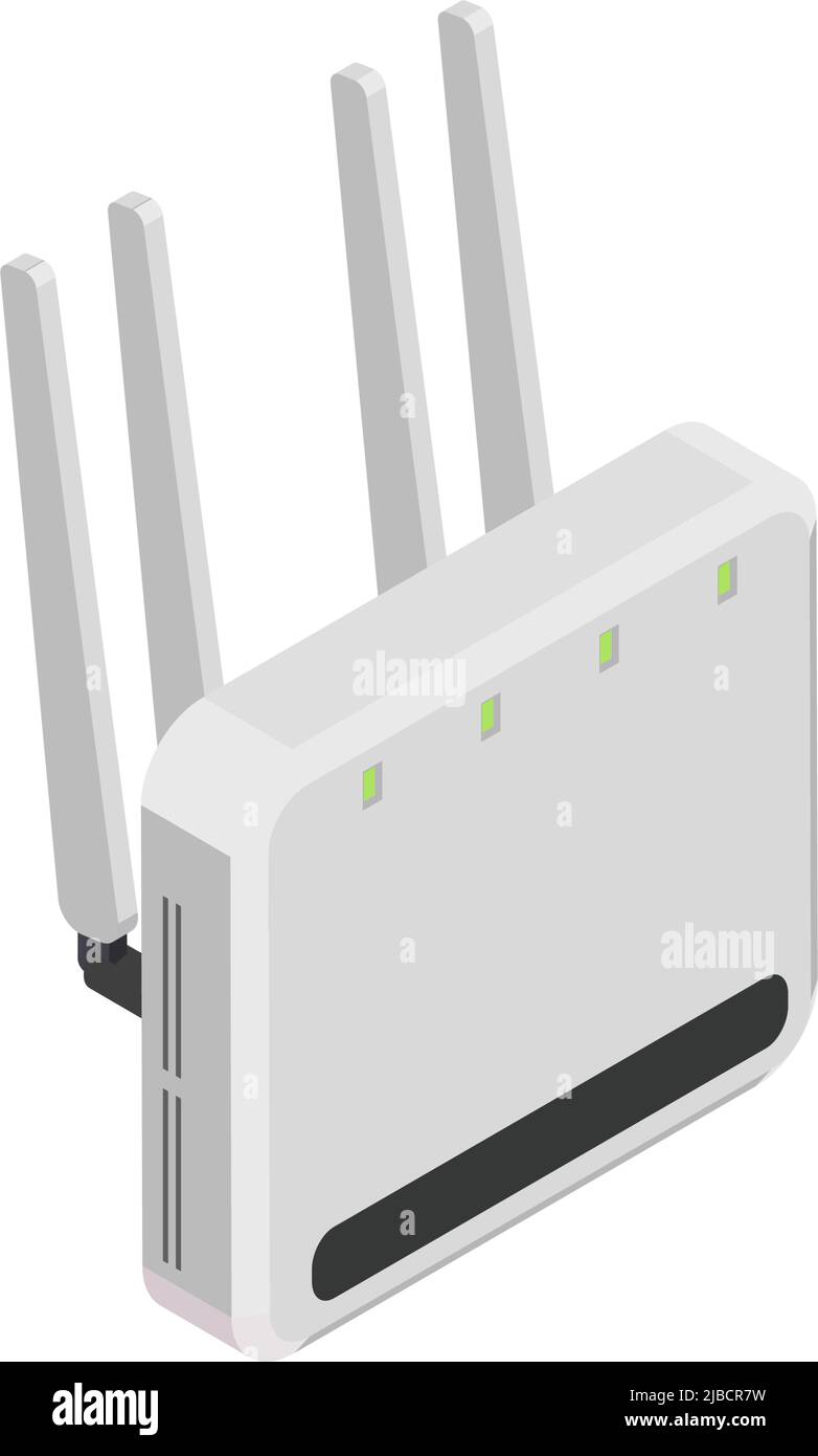 5G Hochgeschwindigkeits-Internet-isometrische Komposition mit isoliertem Bild der Vektordarstellung des Wireless-Routers Stock Vektor