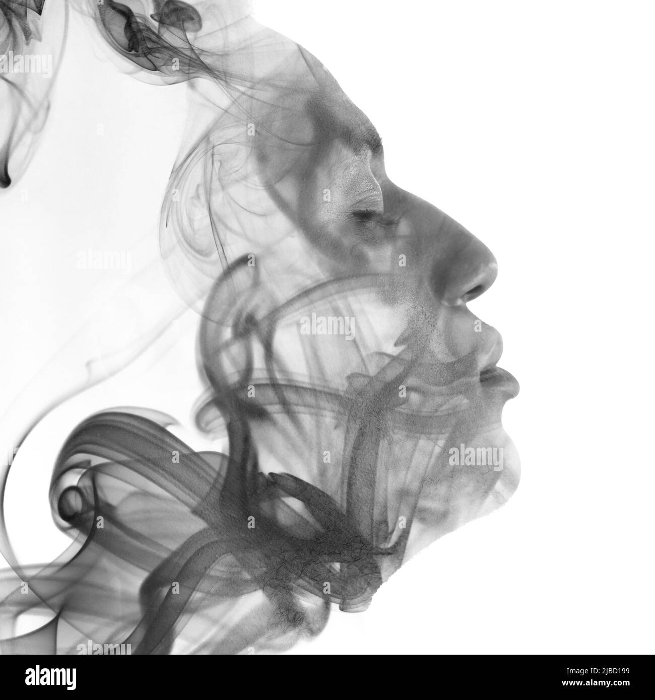 Rauch, der ein Porträt eines Mannes bildet Stockfoto