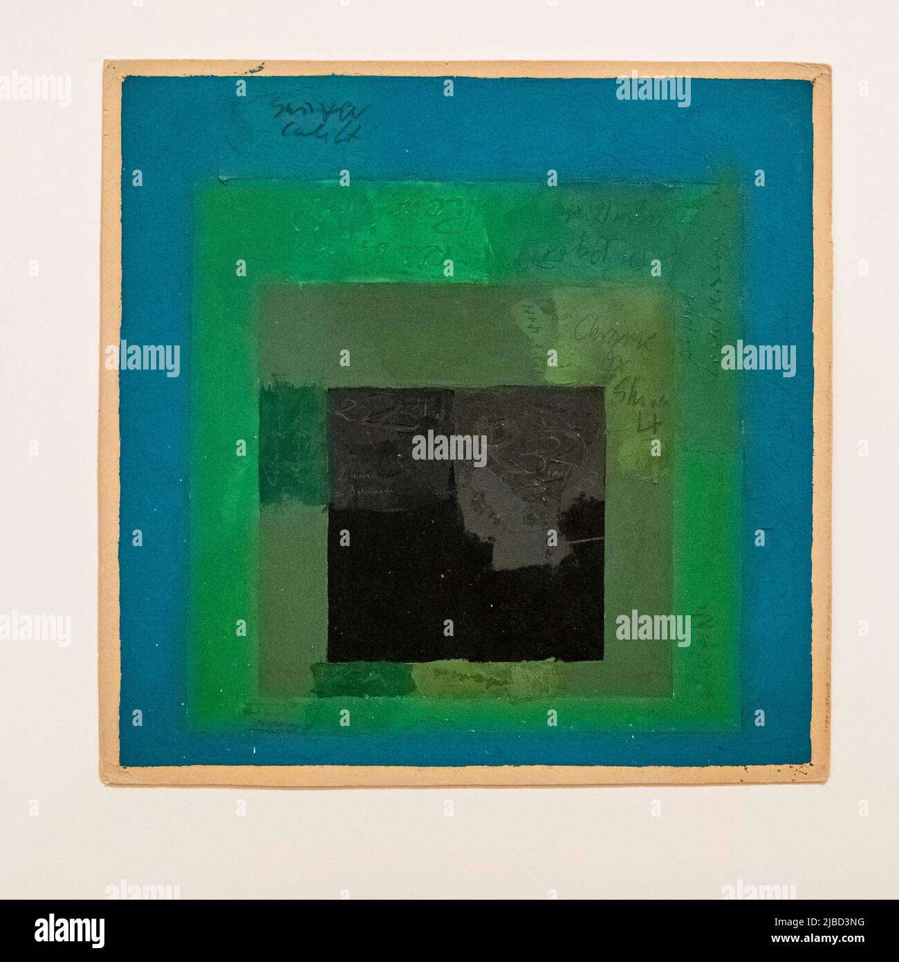Farbstudie für Hommage an den Platz, Öl auf Blotting-Papier, Josef Albers, Bauhaus Stockfoto