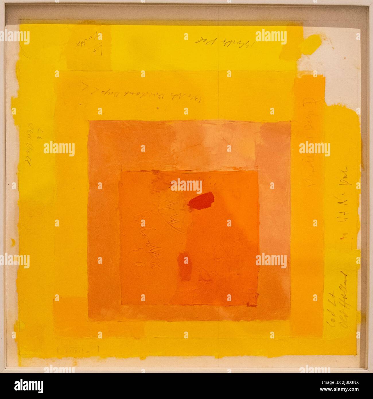 Farbstudie für Hommage an den Platz, Öl auf Blotting-Papier, Josef Albers, Bauhaus Stockfoto