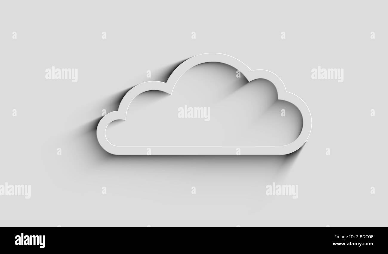 Cloud-Computing und Online-Speicher und Internet-Server-Symbol mit natürlichen Schatten. Abstraktes Konzept für Cyber-Technologie-Symbole. 3D Licht- und Schattenobjekt i Stockfoto
