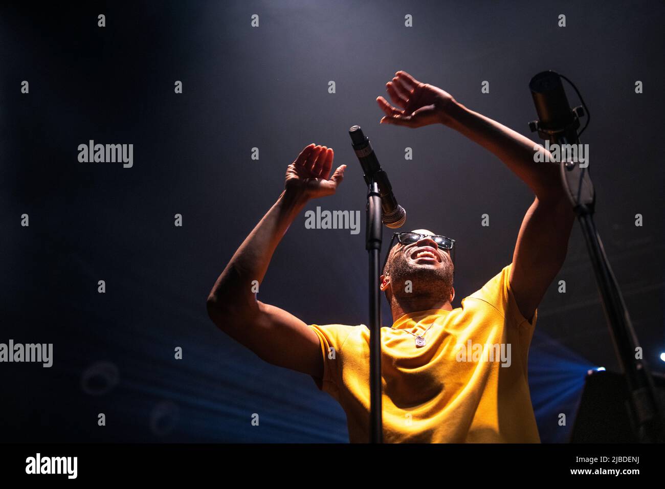 Trombone Shorty beim Auftritt in Razzmatazz, Barcelona 3 Jun. 2022. Fotograf: Ale Espaliat Stockfoto