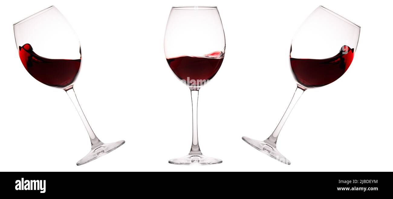 Set Gläser mit Rotwein. Glas Wein, Weinglas isoliert Stockfoto