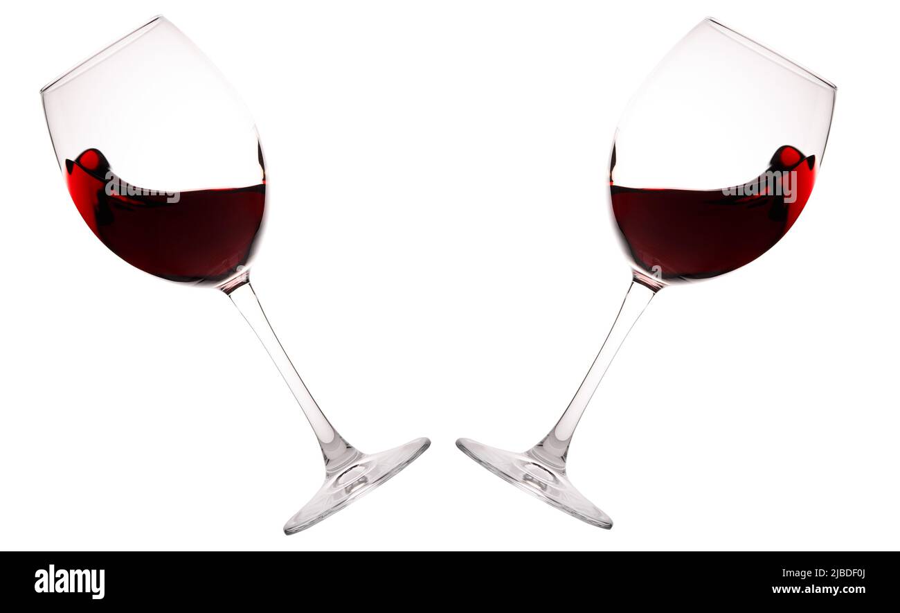 Set Gläser mit Rotwein. Glas Wein, Weinglas isoliert Stockfoto