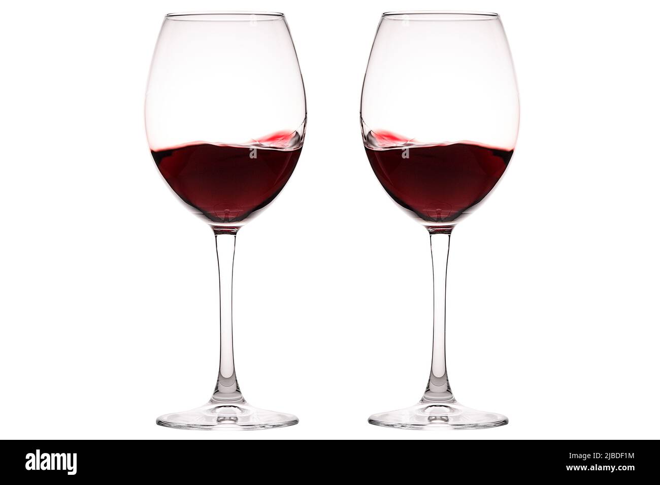 Set Gläser mit Rotwein. Glas Wein, Weinglas isoliert Stockfoto