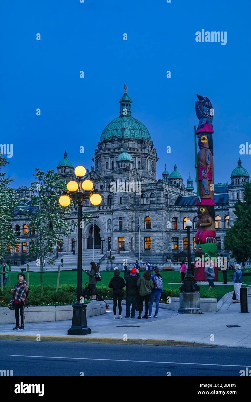 Touristen, BC Legislature Building, Victoria, British Columbia, Kanada Stockfoto