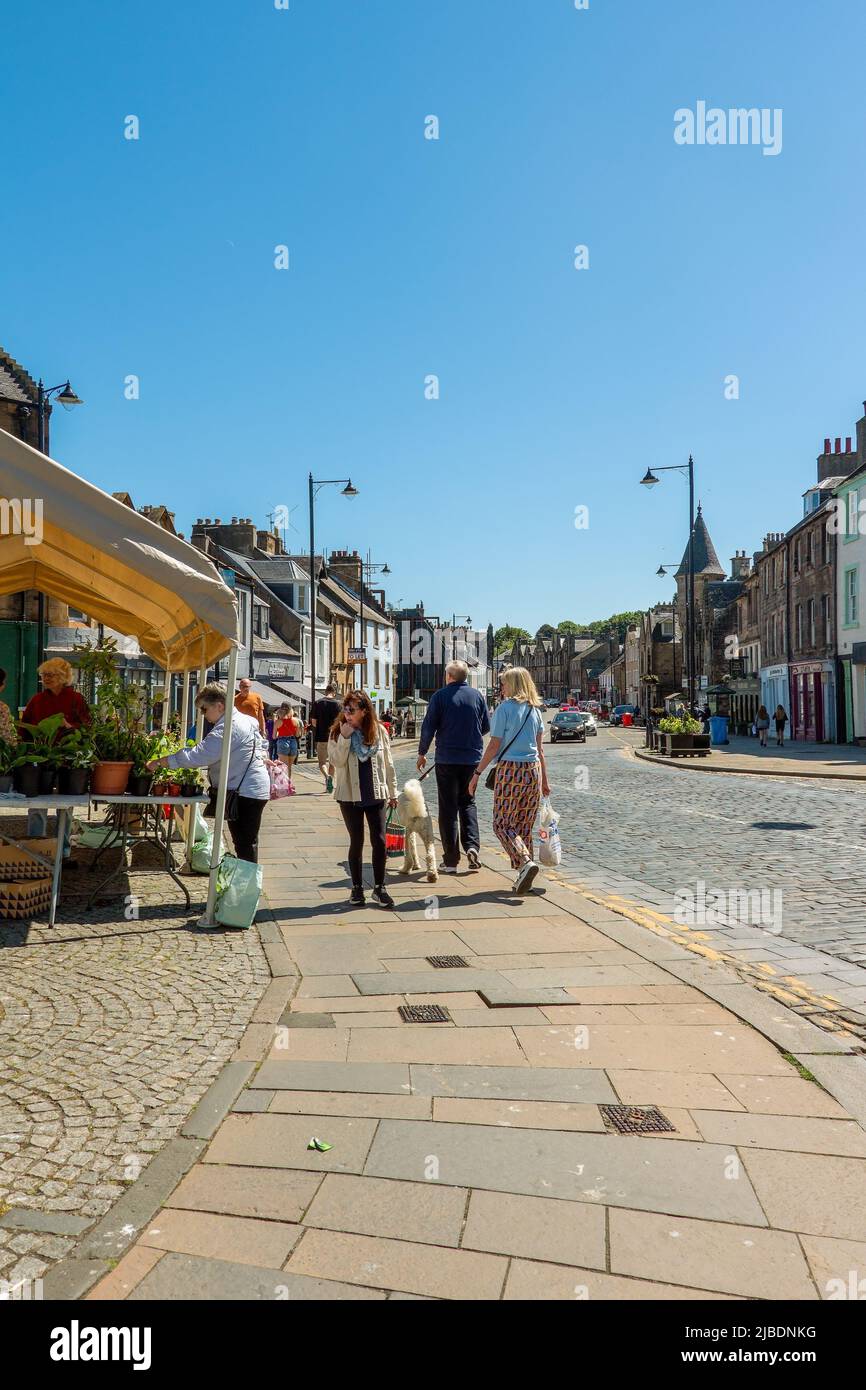 Stadtzentrum von Linlithgow, Schottland, Großbritannien Stockfoto