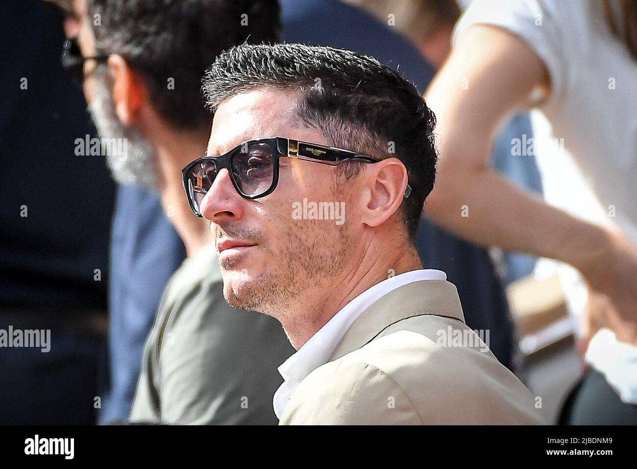 Paris, Frankreich, Frankreich. 5.. Juni 2022. Robert LEWANDOWSKI während des Tag fünfzehn von Roland-Garros 2022, French Open 2022, Grand Slam Tennisturnier im Roland-Garros Stadion am 05. Juni 2022 in Paris, Frankreich. (Bild: © Matthieu Mirville/ZUMA Press Wire) Stockfoto