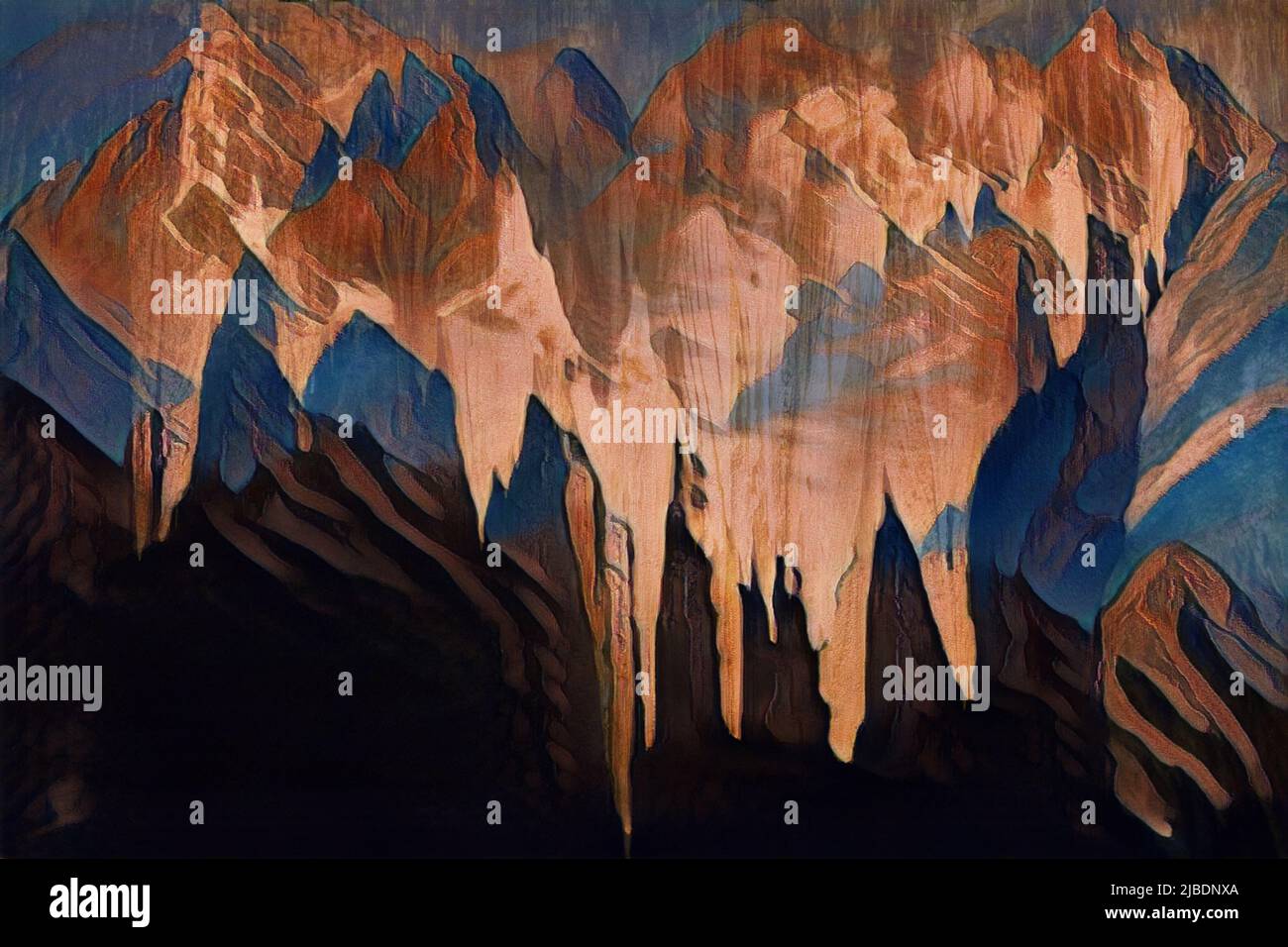 Optische Täuschungs-Kunst, es sieht aus wie ein Berg oder wie die Stalaktitendecke in Carlson Bad Cavern Stockfoto