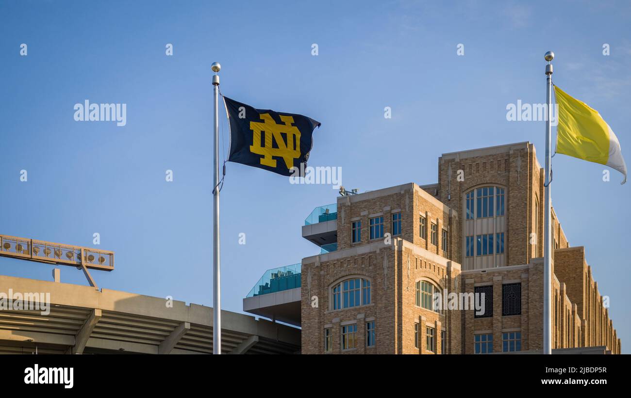 South Bend, Indiana - 25. Mai 2022: University of Notre Dame kämpft gegen den irischen College-Campus Stockfoto