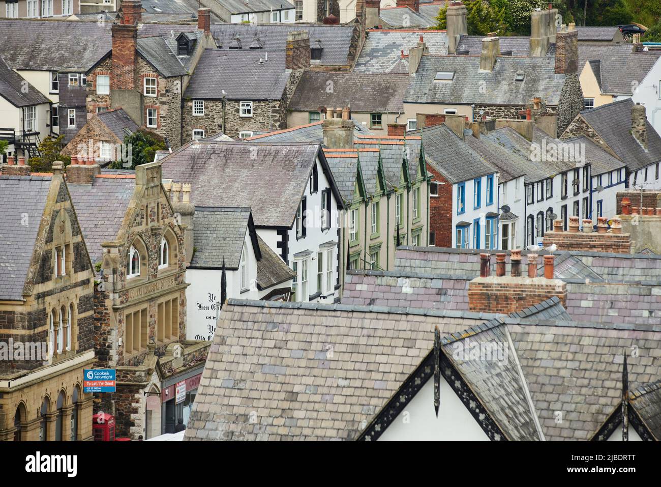Conwy, North Wales schmale Straßen innerhalb der Stadtmauern Stockfoto