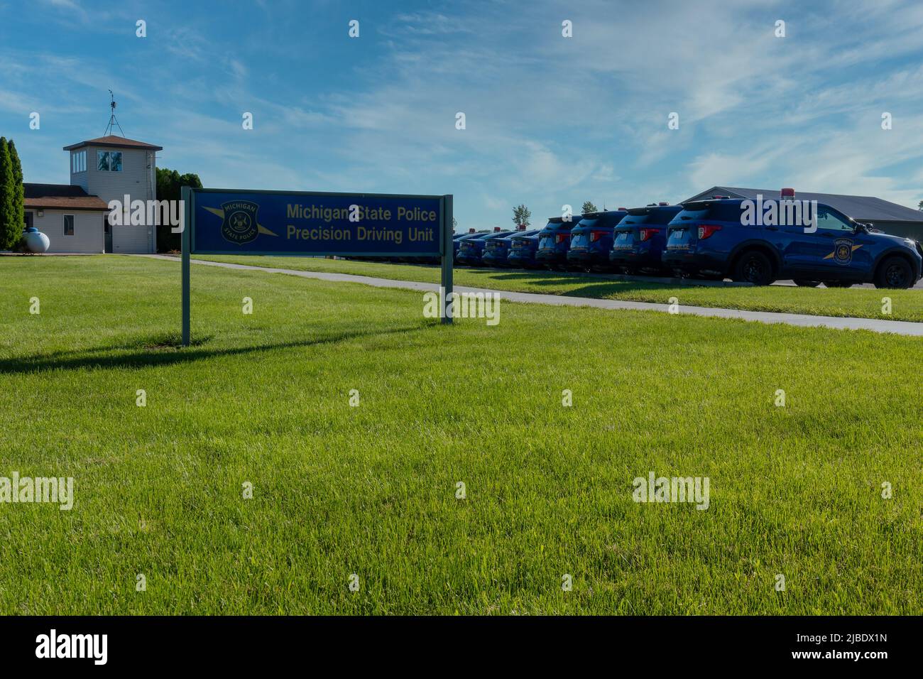 Dimondale MI - 4. Juni 2022: Unterschreiben Sie die Michigan State Police Training Academy Stockfoto