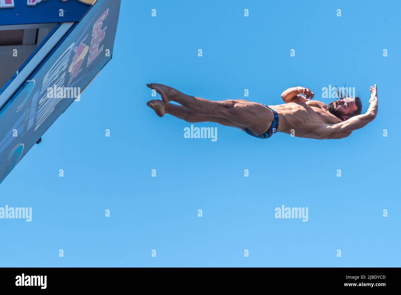 Saisonauftakt der Red Bull Cliff Diving Competition World Series auf der Boston ICA Stockfoto