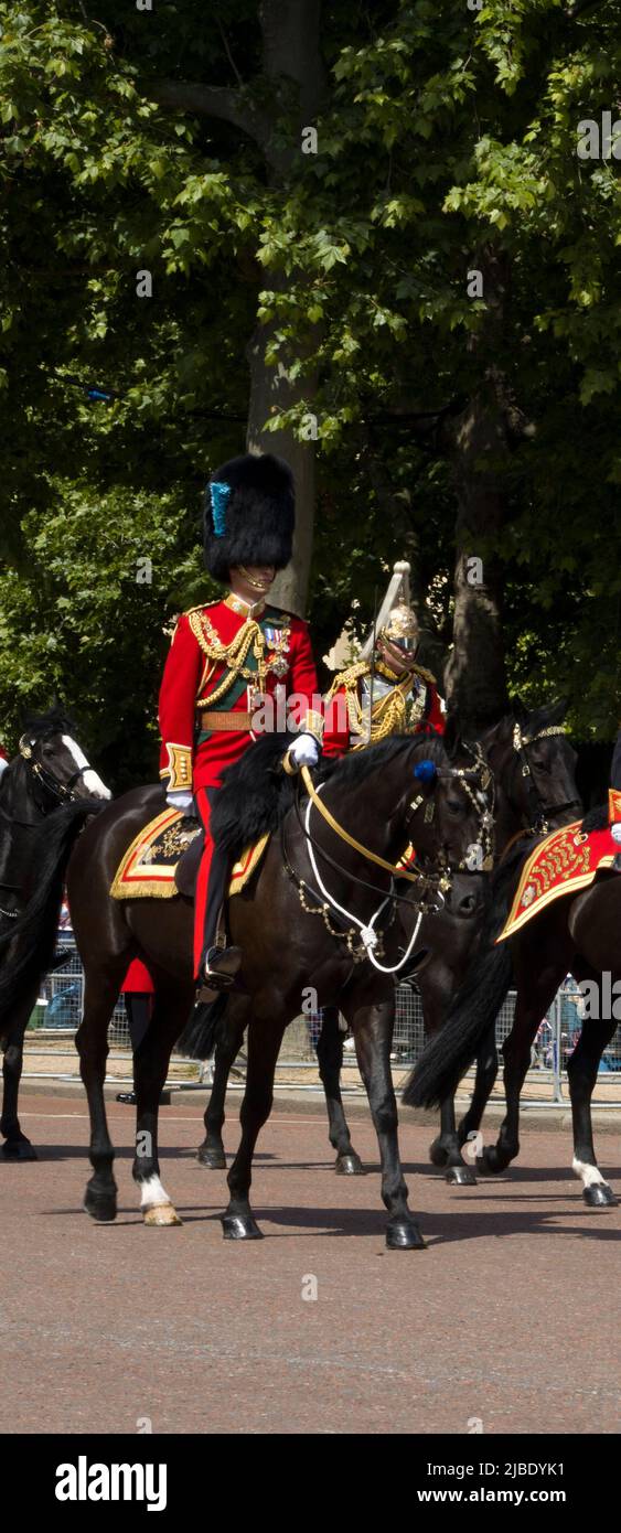 Prinz William Prince of Wales trug Militäruniform, das Platinum Jubilee der Königin, Trooping the Colour The Mall London Stockfoto