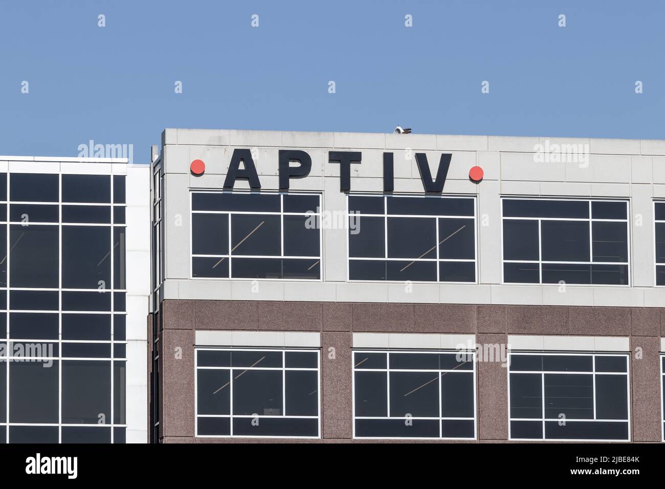 Carmel - Ca. Juni 2022: Aptiv Technical Center. Aptiv bietet elektrische Fahrzeugsysteme und fortschrittliche Fahrsoftware. Stockfoto