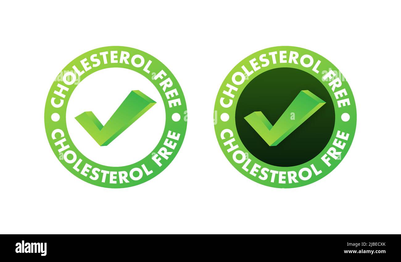 Banner für gesundes Lifestyle-Design. Abbildung mit Cholesterin-freiem Gummistempel. Vektorsymbol Stock Vektor