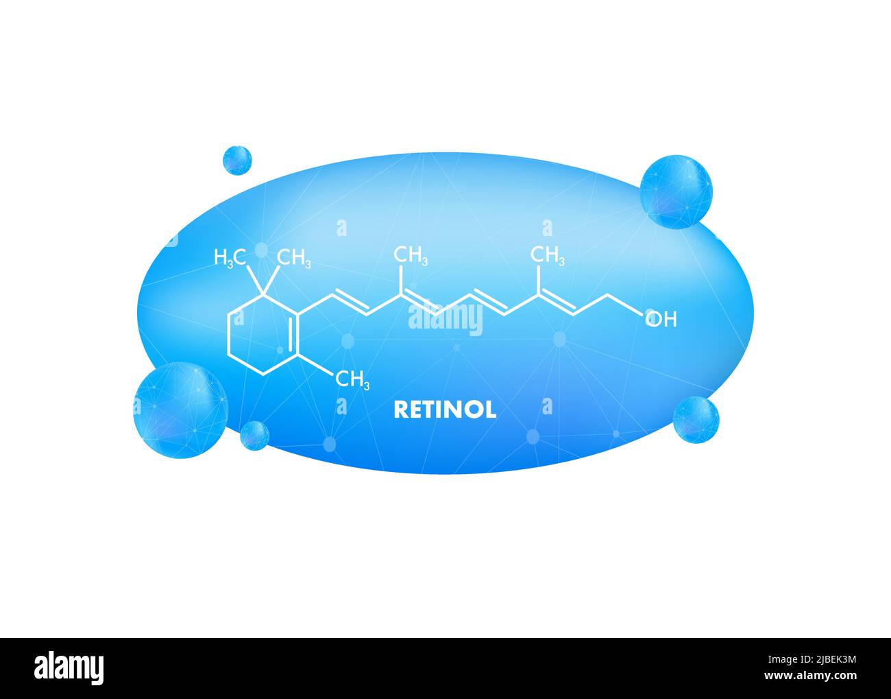 Symbol mit Netzhautformel. Retinal True Vitamin A , Formel C20H30O Stock Vektor