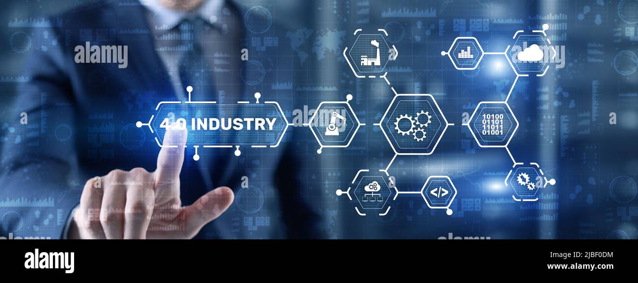 Industrie 4,0 - Die Vierte Industrielle Revolution. Business Technology-Konzept Stockfoto