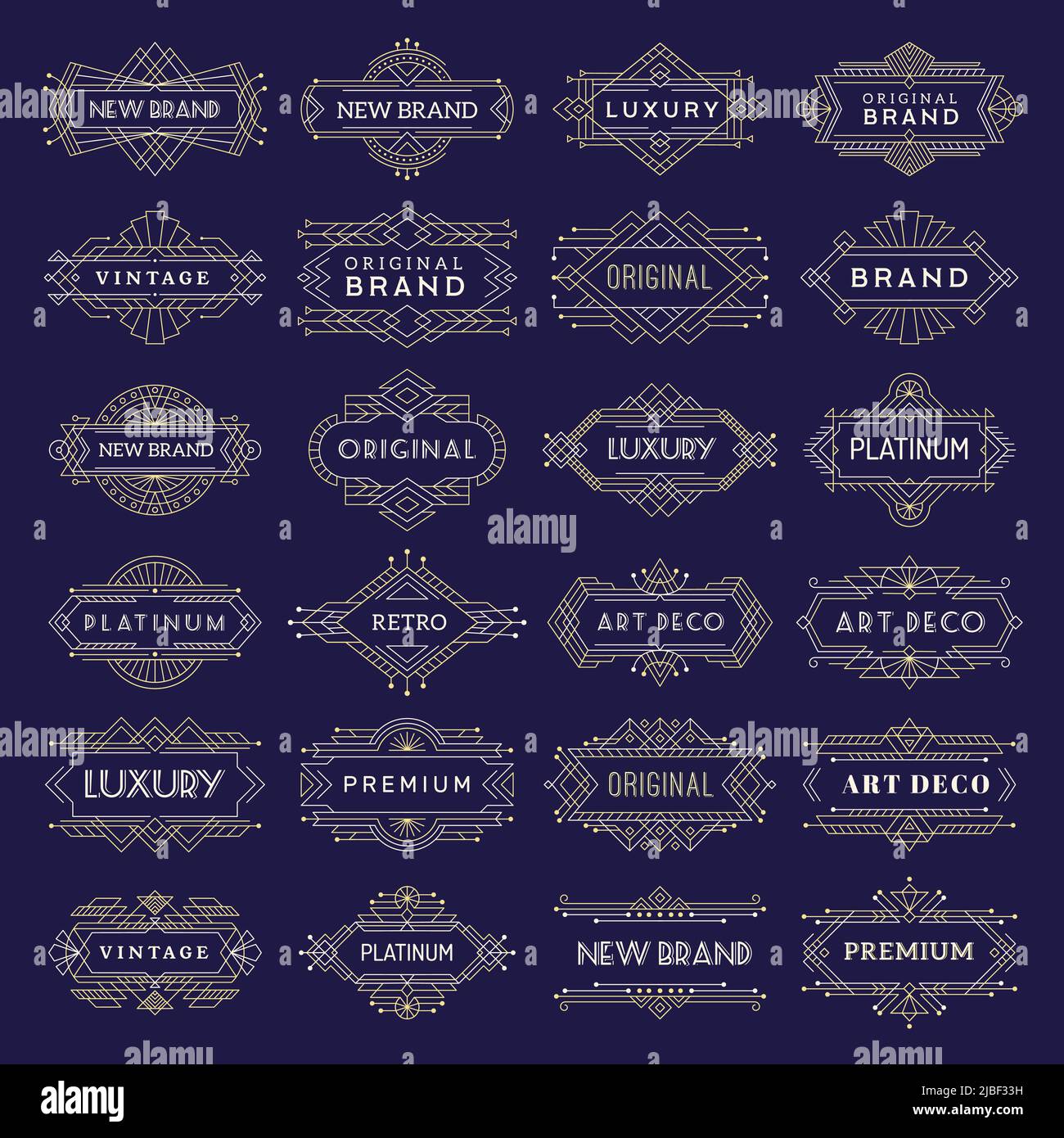 Art déco-Etiketten. Rahmen im antiken Stil Restaurant Menü Vorlagen aktuellen Vektor Art Deco Kollektion Stock Vektor
