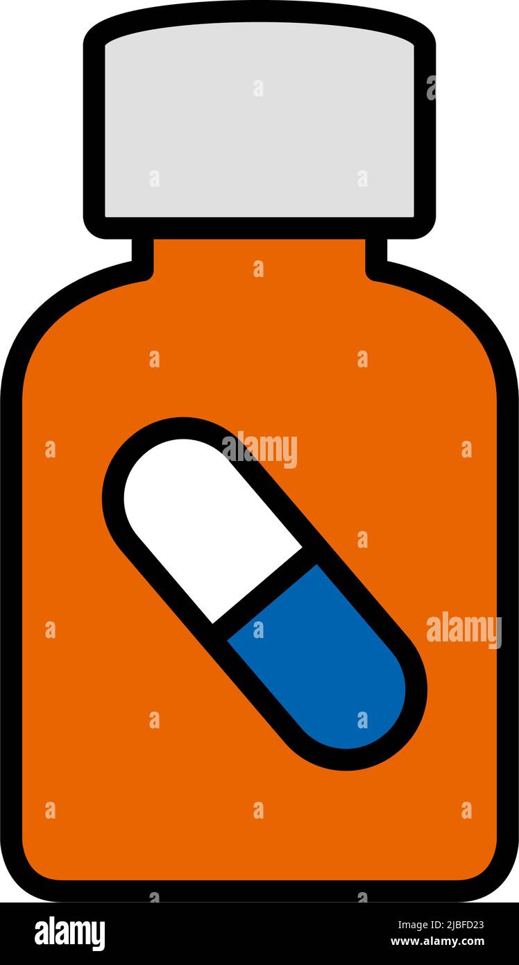 Symbol „Tablettenflasche“. Editierbare Fett Formatigte Kontur Mit Farbfüllungsdesign. Vektorgrafik. Stock Vektor
