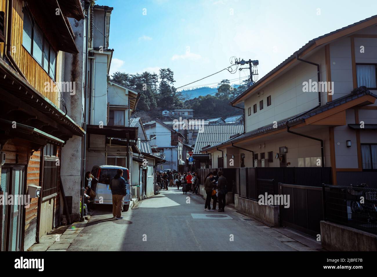 Schöner Blick auf die Itsukushima-Straßen auf der Miyajima-Insel, Japan Stockfoto