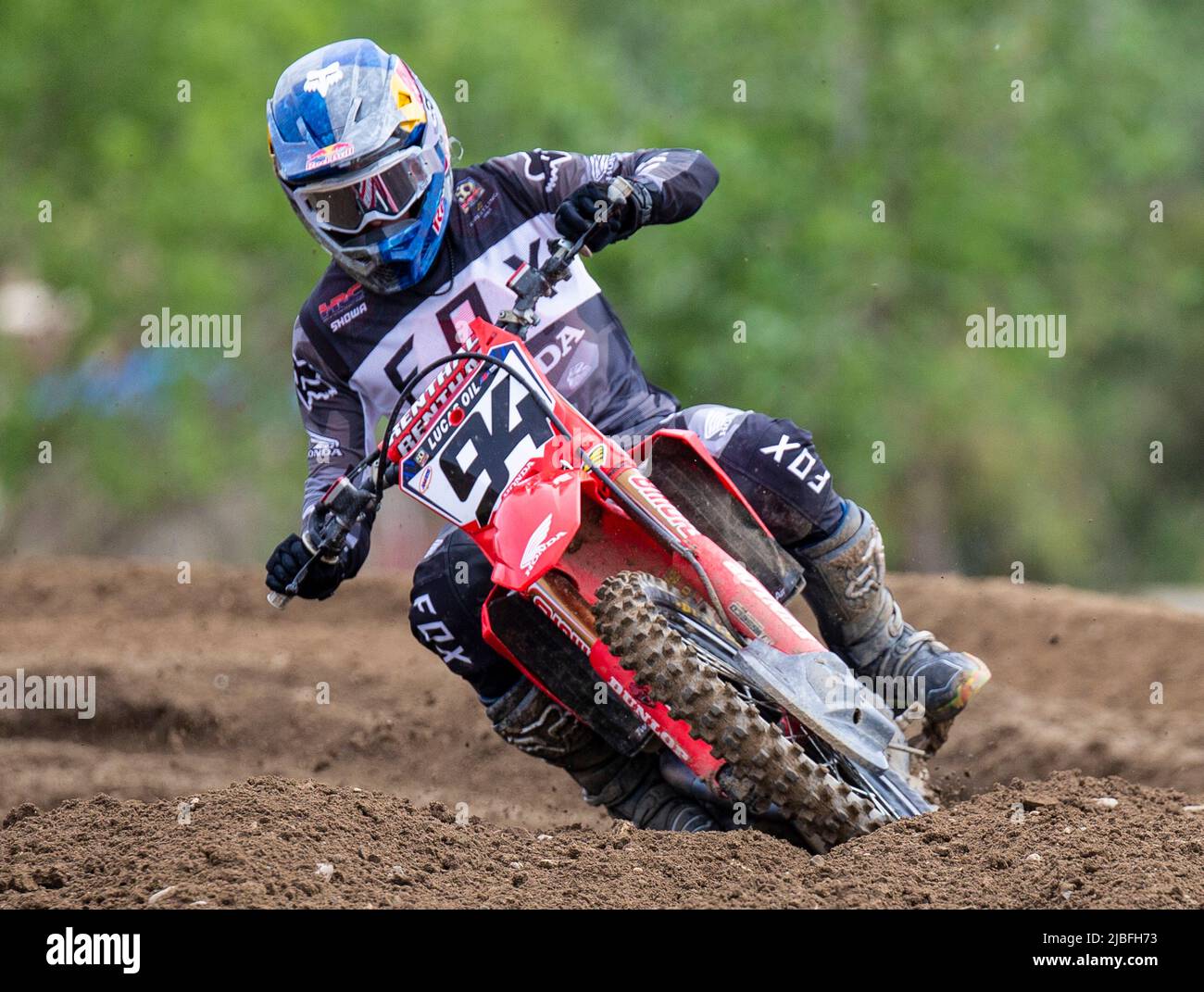 Juni 04 2022 Rancho Cordova, CA USA Ken Roczen tritt während der Lucas Oil Pro Motocross Hangtown Classic 450 in Runde 23. Jason Anderson gewann die Meisterschaft 450 in Hangtown Rancho Cordova, CA Thurman James/CSM Stockfoto