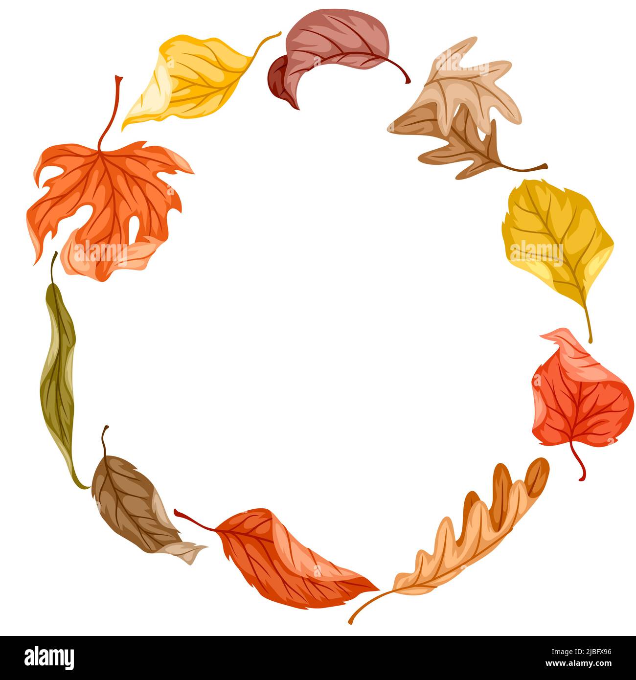 Rahmen mit Herbstlaub. Abbildung der fallenden Blätter. Stock Vektor