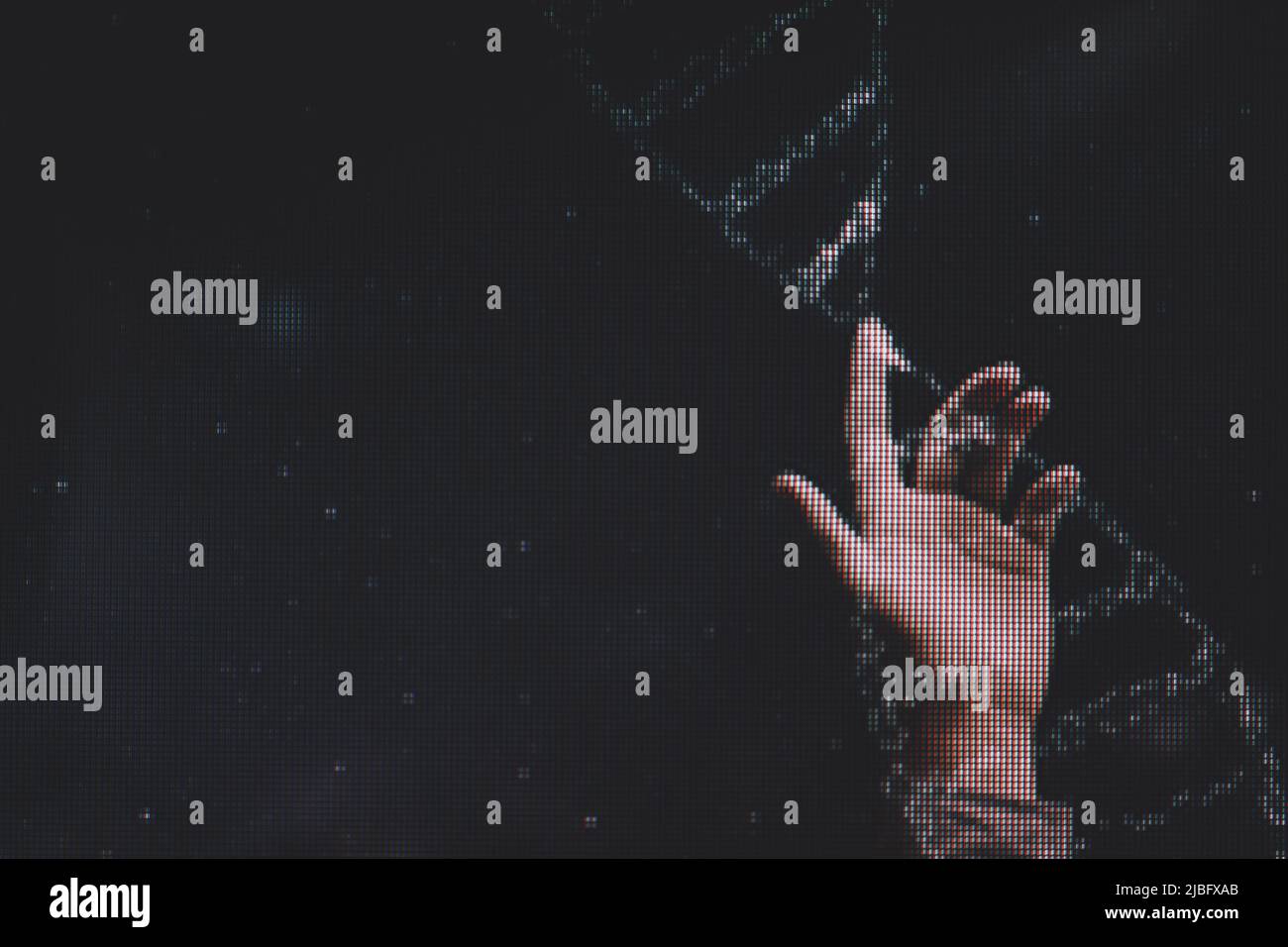 Nahaufnahme des menschlichen DNA-Moleküls. Makrofotografie. Nahaufnahme des Pixels. Stockfoto