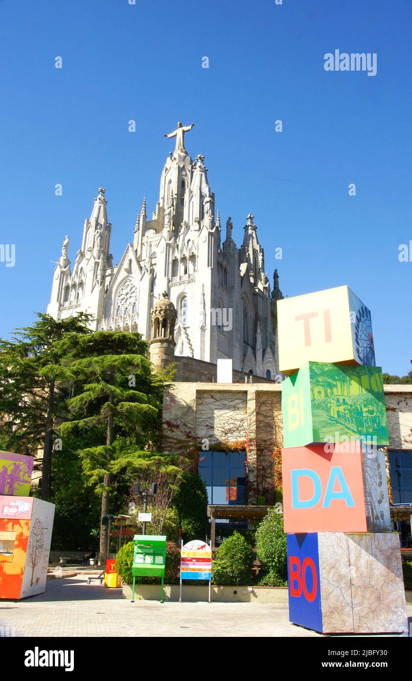 Tempel des Heiligen Herzens auf Tibidabo, Katalonien, Spanien, Europa Stockfoto