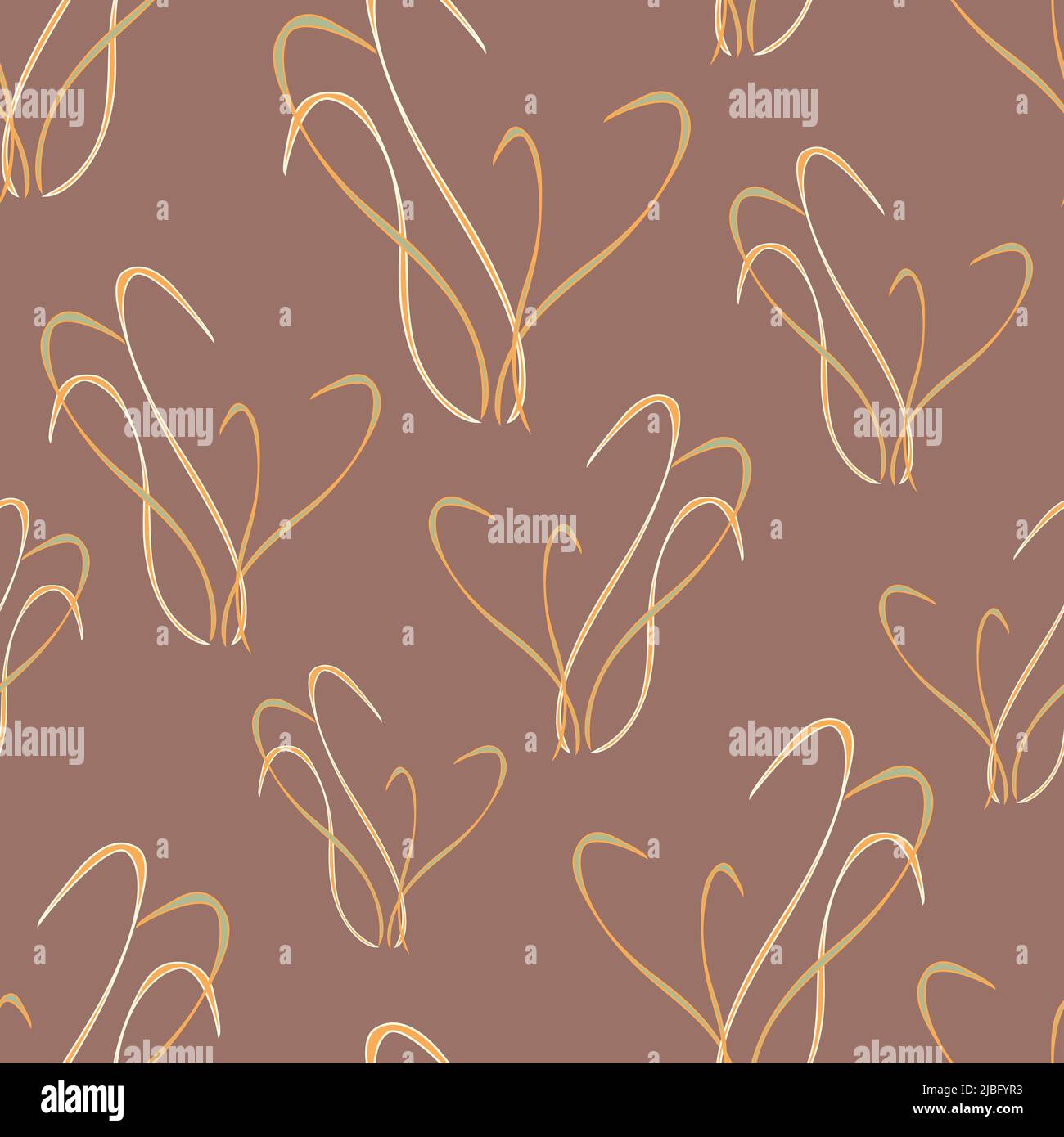Nahtlose Vektormuster abstrakte Textur auf beigem Hintergrund. Elegantes Tapetendesign mit hellen geschwungenen Linien. Moderne Mode-Qualität in Wellenform. Stock Vektor