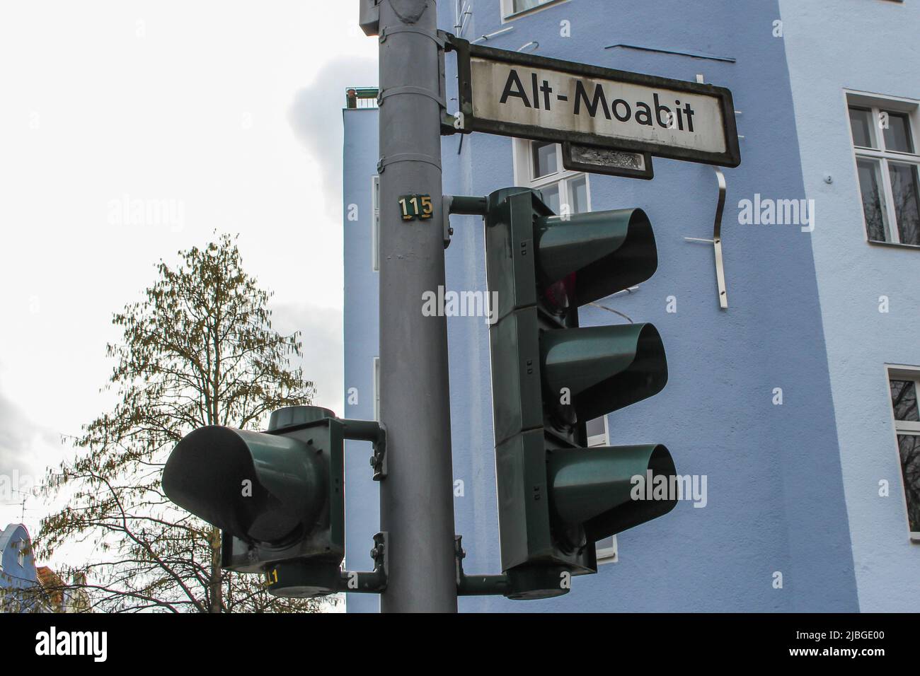 Zeichen von Alt-Moabit in Berlin, Deutschland Stockfoto
