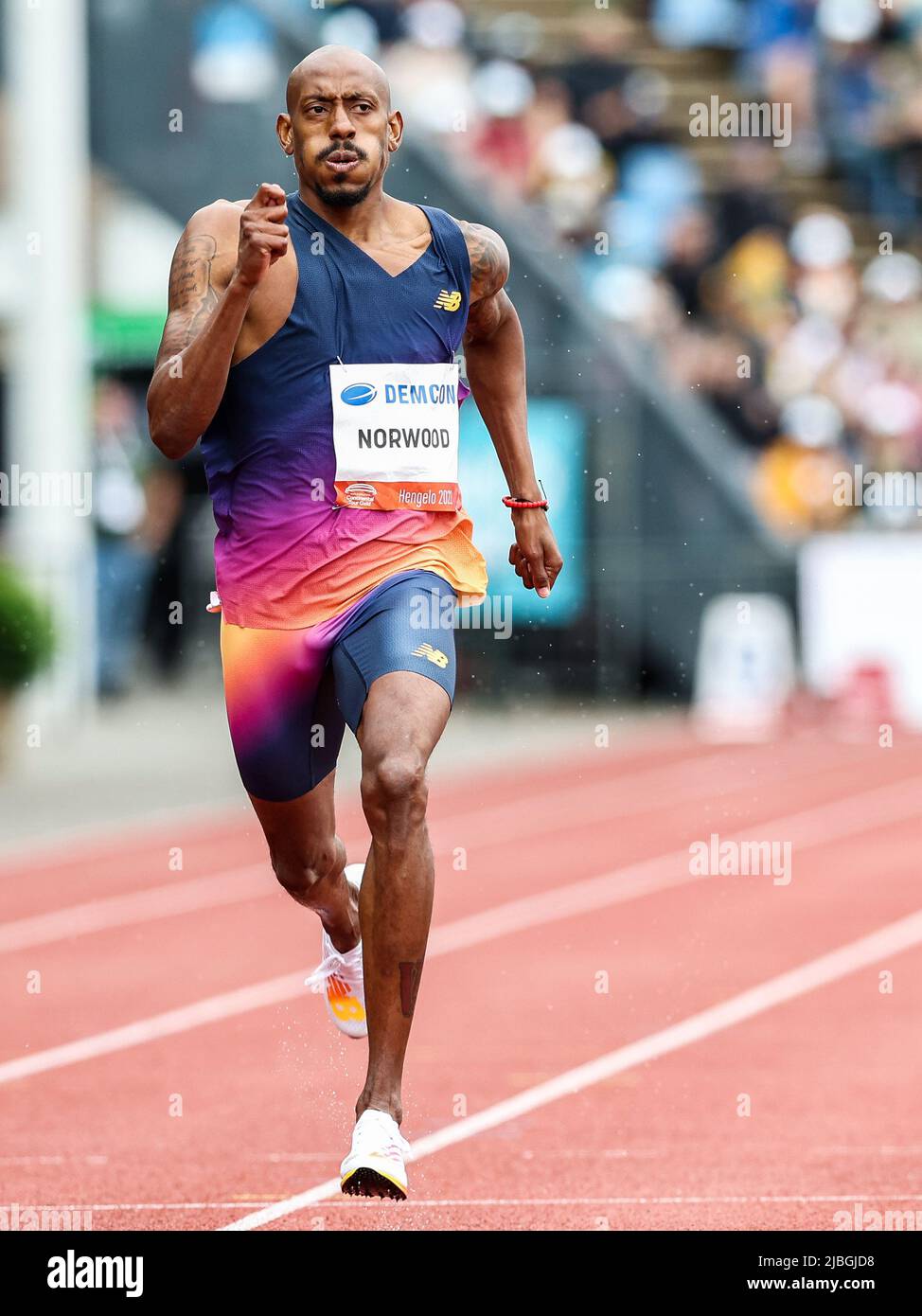 HENGELO - Vernon Norwood gewinnt die Herren-400m-Veranstaltung während der FBK-Spiele. ANP VINCENT JANNINK Stockfoto