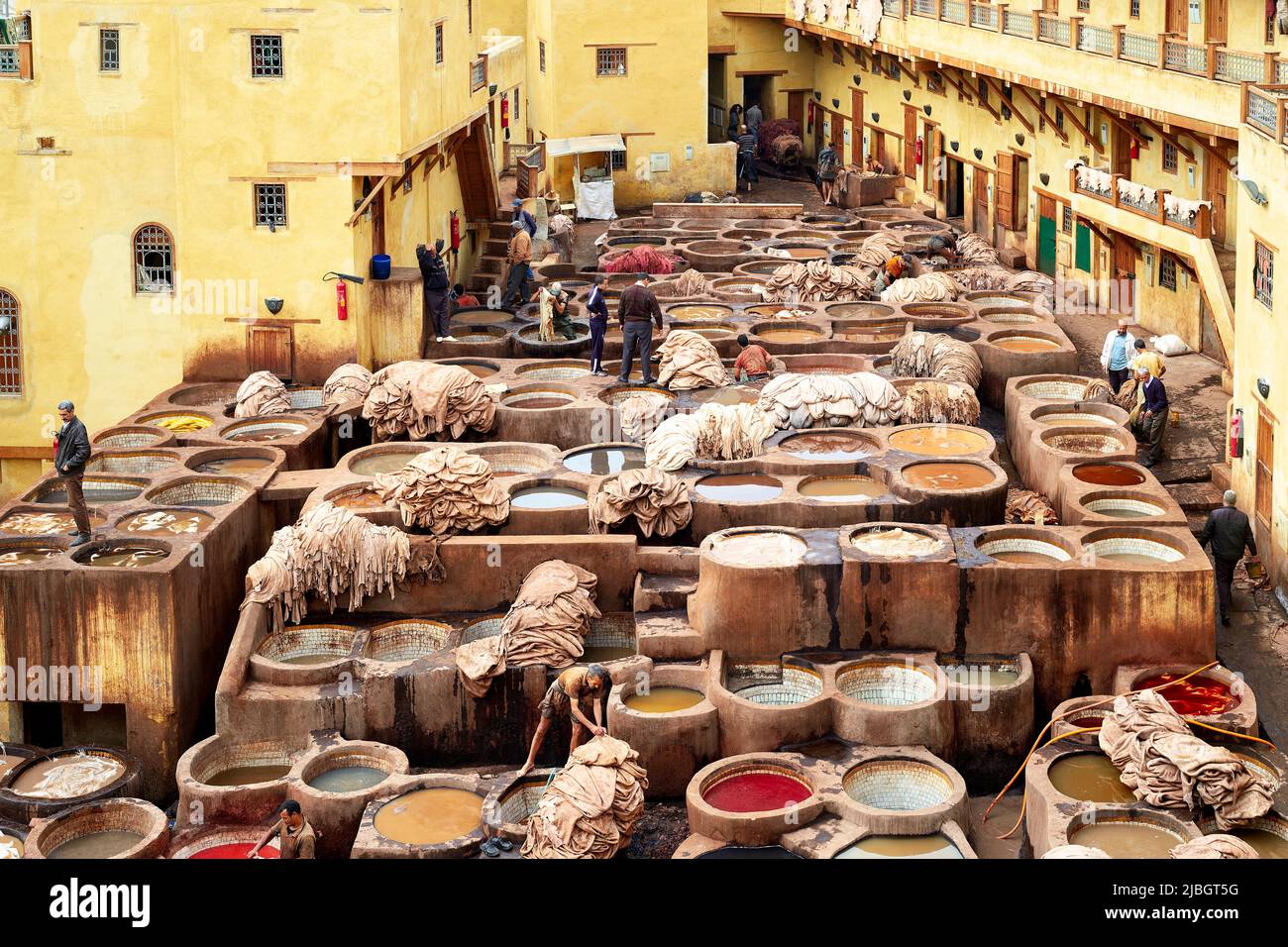 Marokko Fez. Chouara Tannery Stockfoto