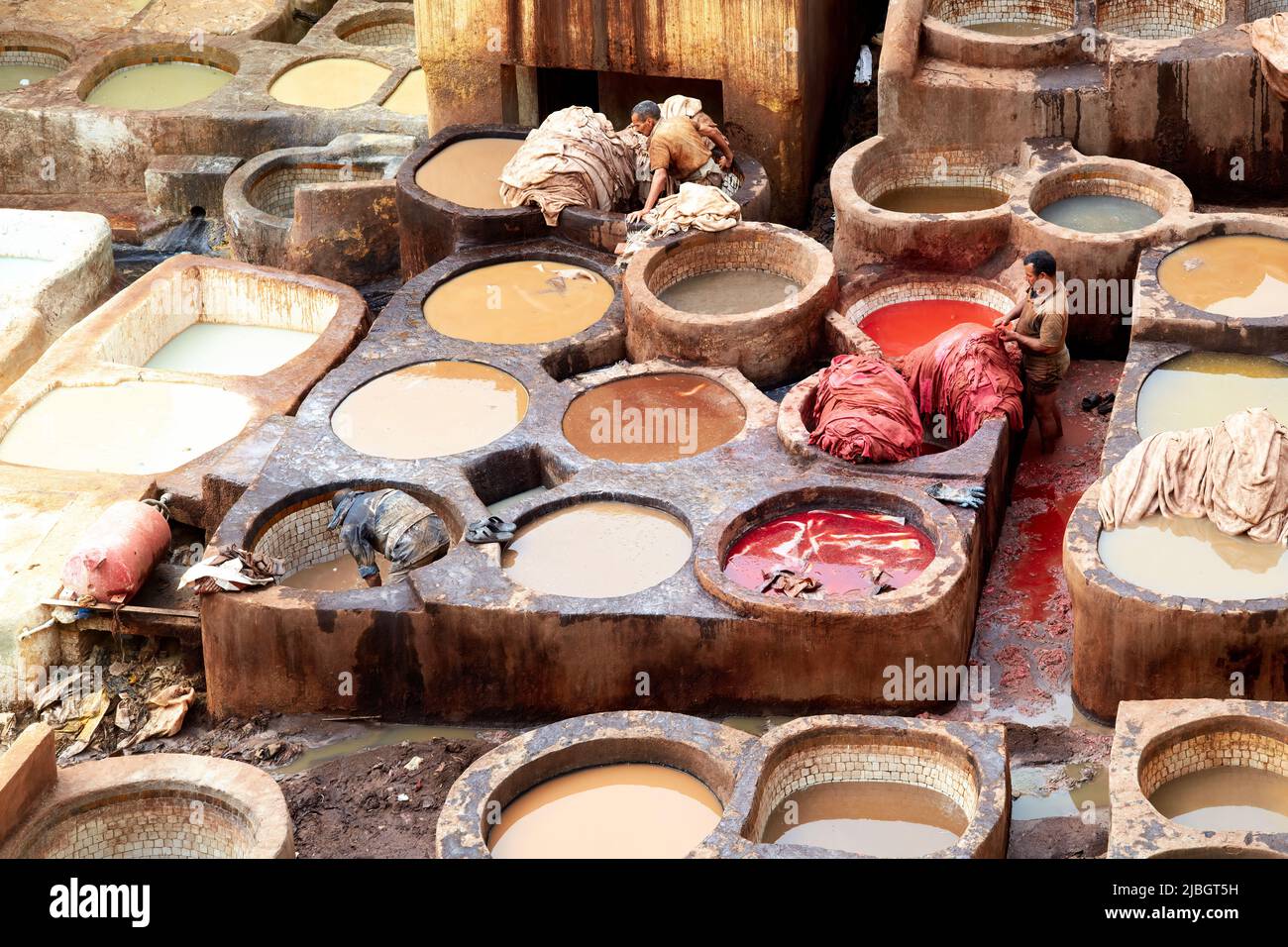 Marokko Fez. Chouara Tannery Stockfoto