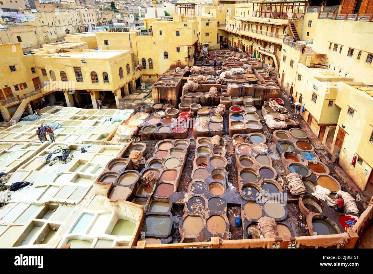 Marokko Fez. Chouara Tannery Stockfoto